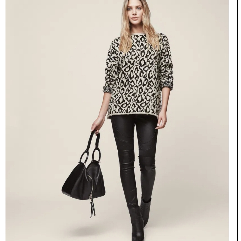 Magaschoni Cheetah Print Roll Neck Sweater Medium NWT Animal Knit Top